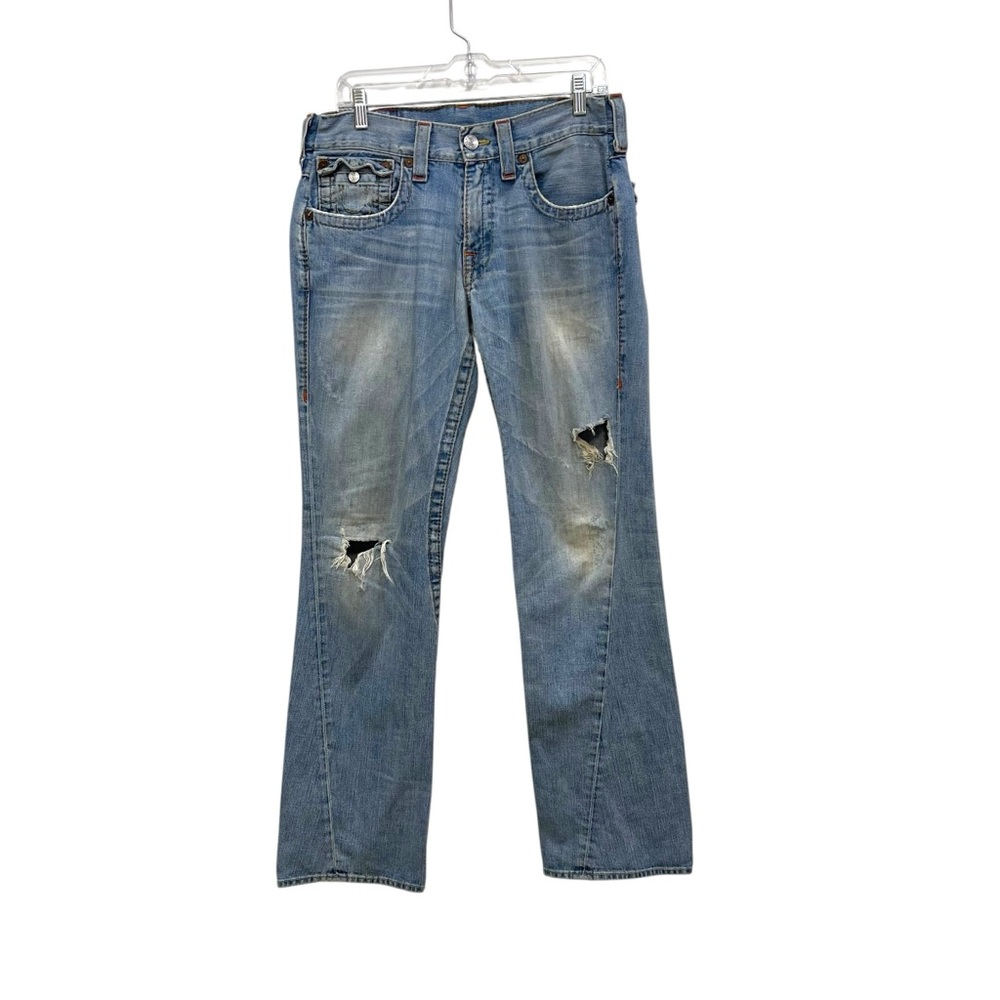 True Religion Joey Flare Leg Flap Pockets Jeans Medium Wash Y2K Womens 33